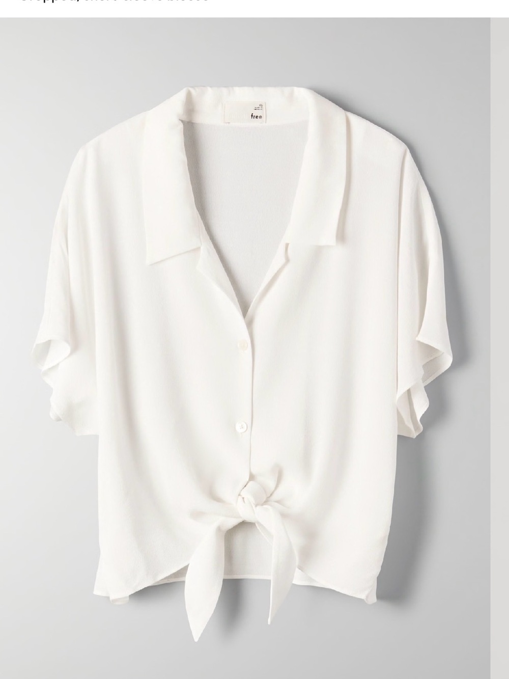 Aritzia White Tie-Front Button Down Shirt